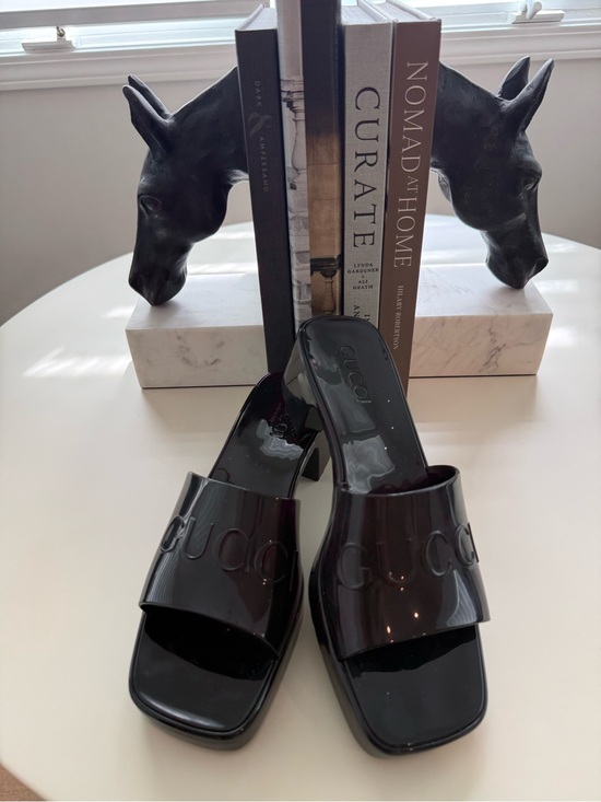 Gucci Shoes - Gucci Women's Black Rubber Slide Mules
